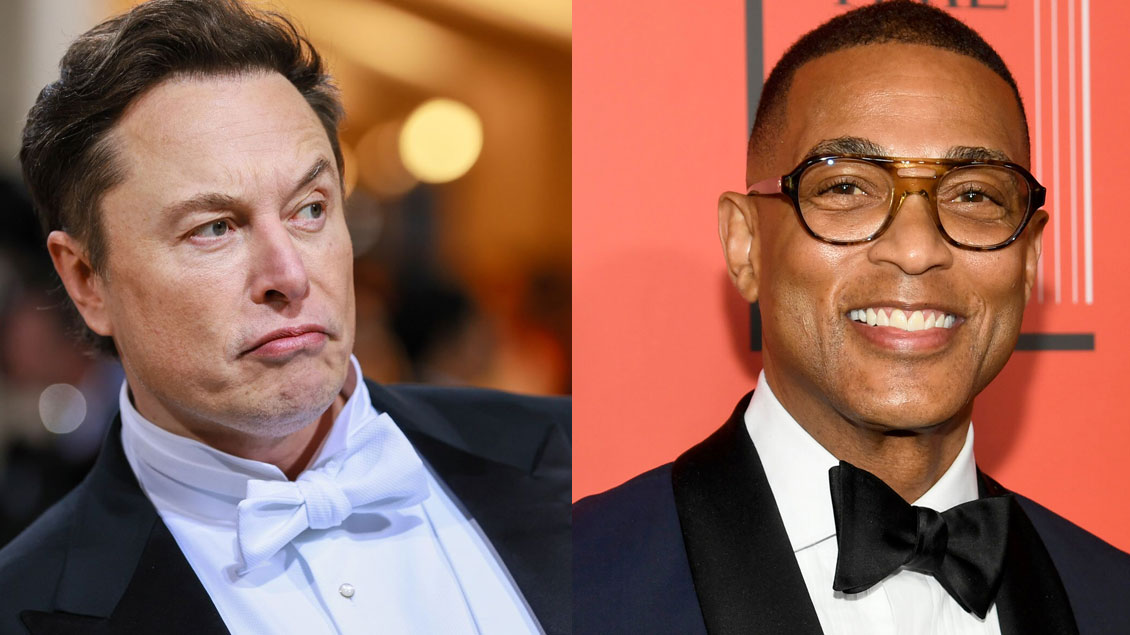 Elon Musk and Don Lemon at separate events, with Musk looking pensive and Lemon smiling.